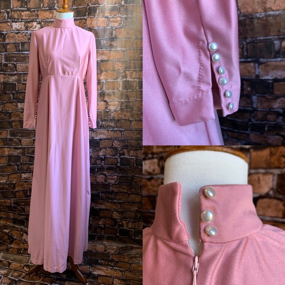 Vintage Dresses & Skirts - Vintage late 60s Dusty Rose Hostess Dress